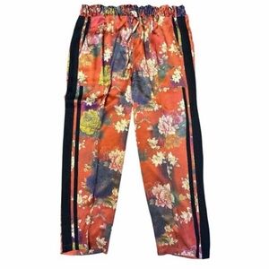 Johnny Was Multicolor Floral Satin Pants